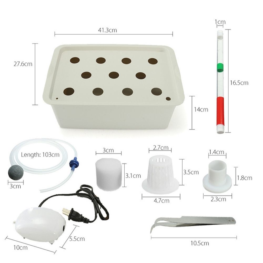 Deep Water Culture Hydroponic System, 11 Cup dimensions and specifications